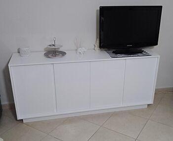 Credenza Madia moderna con 4 ante in finitura bianco lucido