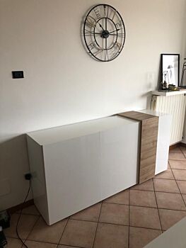 Credenza moderna Kadiz e Bianco Lucido, Made in Italy