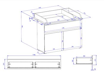 Mobiletto fasciatoio con 2 ante 1 cassetto, finitura Bianco