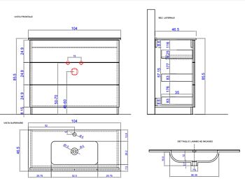 conveniente Mobile da bagno a terra 3 cassetti, finitura Bianco lucido