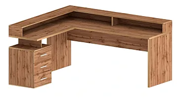 Scrivania angolare con sopralzo, 160x75x60 h cm, Rovere wotan