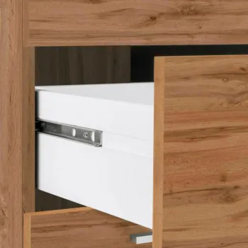 Scrivania angolare con sopralzo, 160x75x60 h cm, Rovere wotan