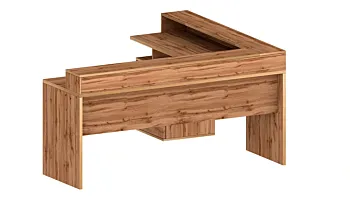 Scrivania angolare con sopralzo, 160x75x60 h cm, Rovere wotan