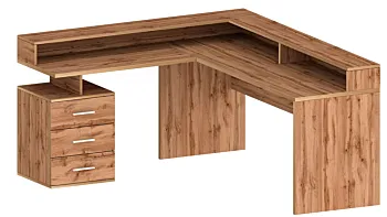 Scrivania angolare con sopralzo, 160x75x60 h cm, Rovere wotan