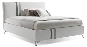 Letto contenitore Zadok in ecopelle in finitura bianco, grigio perla ed antracite