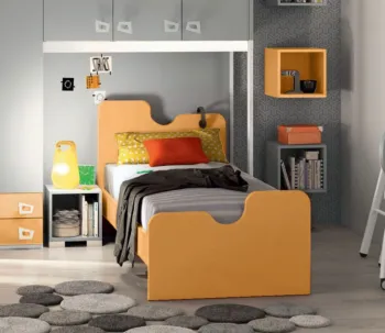 Letto singolo di design in finitura Miele