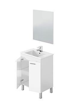 Composizione da bagno con 2 ante finitura bianco lucido e specchio