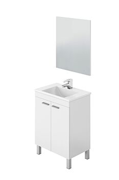 Composizione da bagno con 2 ante finitura bianco lucido e specchio