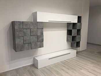 ACQUISTA ANCHE TU Parete attrezzata bianco lucido e Ossido