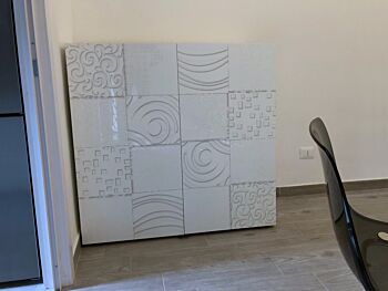ACQUISTA ANCHE TU Madia bianca laccata lucida serigrafato a 2 ante