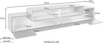 Conveniente Porta TV L.240 cm, finitura Ardesia e Oak