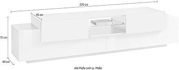 Innovativo Mobile porta tv Bianco, 2 ante 2 ribalte, larghezza 220 cm