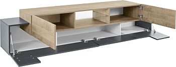 Conveniente Mobile porta tv Antracite e Oak, 2 ante 2 ribalte