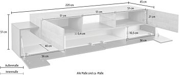 Conveniente Mobile porta tv Antracite e Oak, 2 ante 2 ribalte