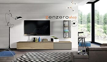 Parete attrezzata con base e libreria con telaio in ferro