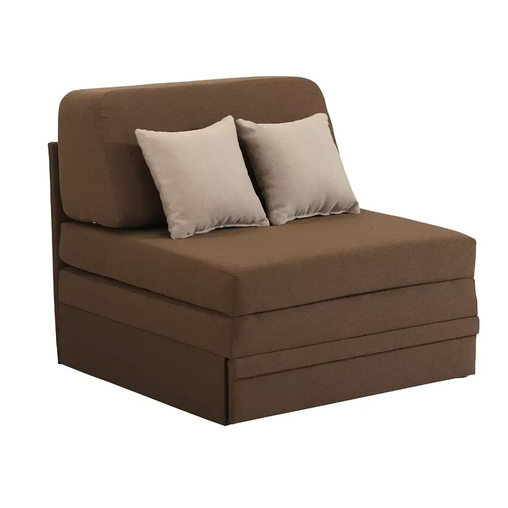 Divano letto 1 posto in tessuto, finitura Brown