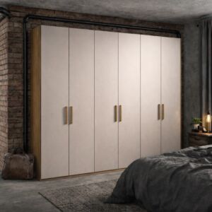 Armadio 6 ante battenti, Orzo e Noce biondo, L.275