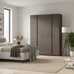 Armadio 4 ante, Bronzo con maniglie gola Antracite, collezione Mondo