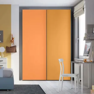 Armadio 2 ante scorrevoli H.225 L.178, finitura Papaya e Miele