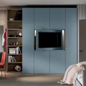 Armadio con pannello tv girevole, Petrolio e Visone, L.214