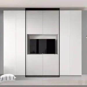 Armadio con vano, 4 ante, Bianco opaco