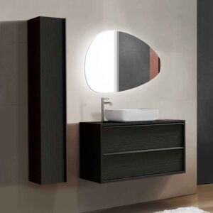 Mobile da bagno sospeso Nero Frassinato