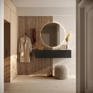 Ingresso con pannello cannettato, ribalta e specchiera, Lava e Cadiz