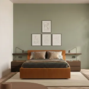 Letto matrimoniale Armonia, velluto a coste Terracotta, 160x195