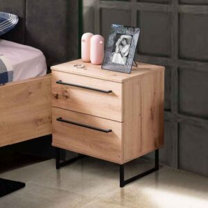 Comodino on 2 cassetti, finitura Rovere