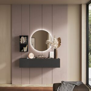 Parete Attrezzata da ingresso moderna con specchio, colore Lava