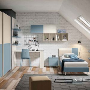 Camera completa per ragazzi in finitura Bianco, Orzo e Carta da zucchero