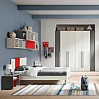 cameretta bambini rosso e grigio
