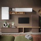Parete Attrezzata L.320 finitura Bronzo, Cadiz e Bianco lucido, Made in Italy