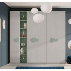 Armadio moderno con 5 ante battenti, Grigio, Agave e Olmo natura