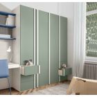 Armadio moderno 4 ante battenti e 6 cassetti in Larice Bianco e Agave
