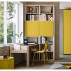 Zona studio per camerette, finitura Grigio cenere, Olmo e Giallo cedro