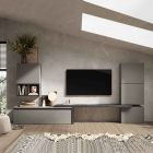 Parete attrezzata, piombo e ardesia, stile industry