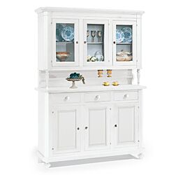 Cristalliera a 3 porte in legno finitura laccato bianco opaco