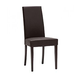 Sedia in ecopelle Marrone, con fusto wenge