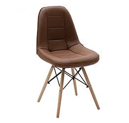 Sedia in ecopelle Marrone, con gambe in Legno