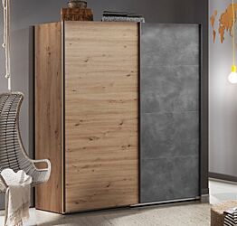 Armadio industry con 2 ante scorrevoli, finitura Rovere e Grigio smoke