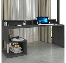 Scrivania 2 vani portaoggetti, 180x90x60 h cm, Ardesia