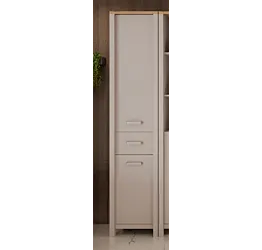 Armadietto da bagno, L.42 H.197 P.40, Rovere Artisan e Cashmere