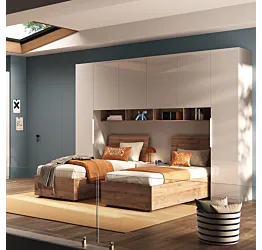 Armadio a ponte 6 ante, Bianco lucido, L.334