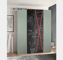 ZMBARMBILAVVS armadio modello 3 ante (con 2 anta verde agave e 1 anta lavagna)  altezza 234 cm + 1 cassettiera ammortizzata a 3 cassetti