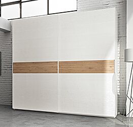 Armadio 2 ante scorrevoli Bianco frassinato con fascia in Rovere nordico
