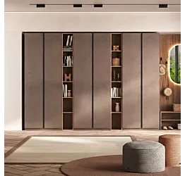 Armadio 6 ante con librerie Mercure, Bronzo con maniglie gola Antracite