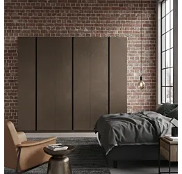 Armadio 6 ante, Bronzo con maniglie gola Antracite, collezione Mondo