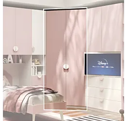 Cabina ad angolo, L.120 x 120 H.240, Bianco opaco e Flamingo