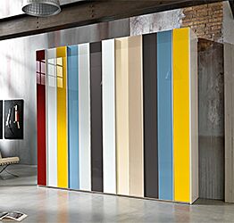 Armadio 6 ante battenti colorato, frontali in vetro e scocca Bianco lucido